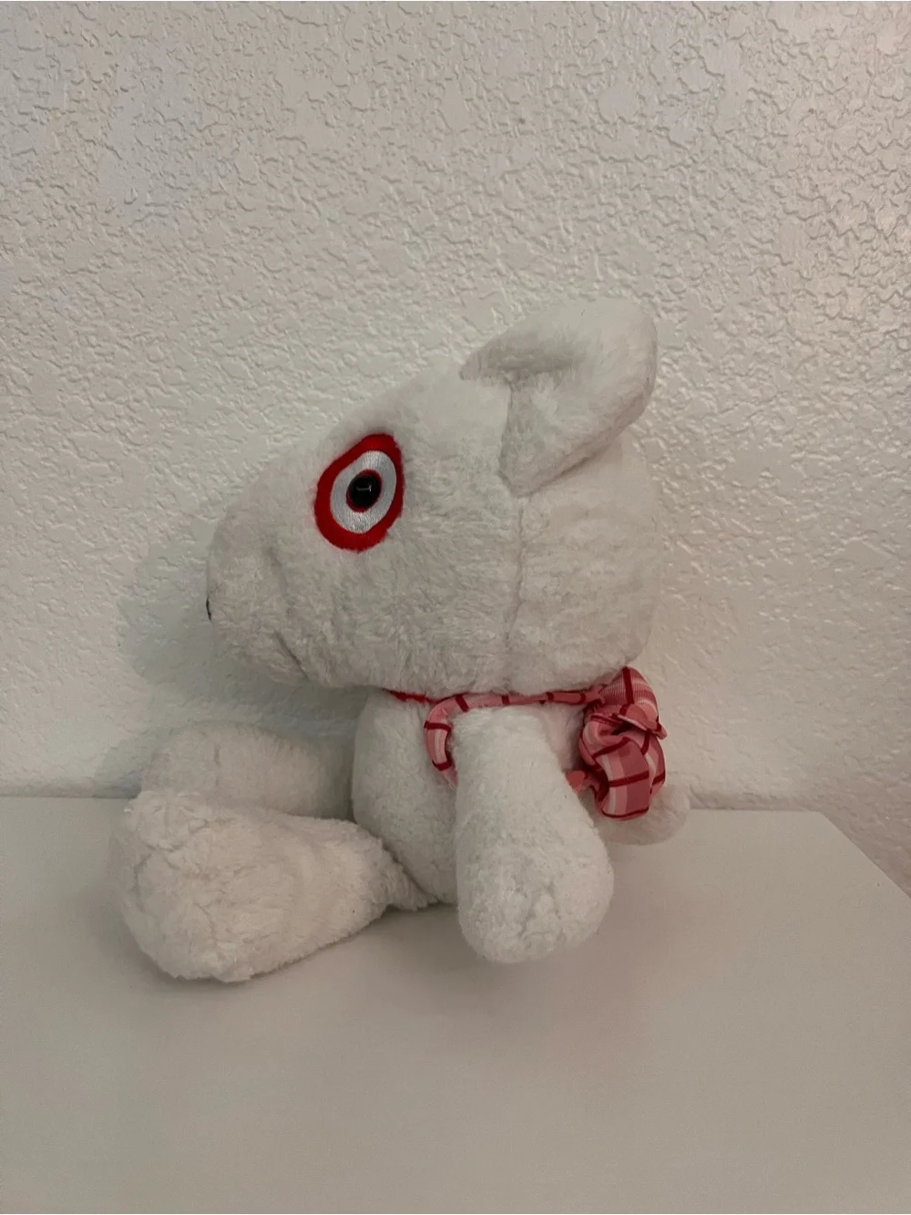 Target Bullseye Dog Plush White Mascot Stuffed Animal Pink Plaid Scarf Toy